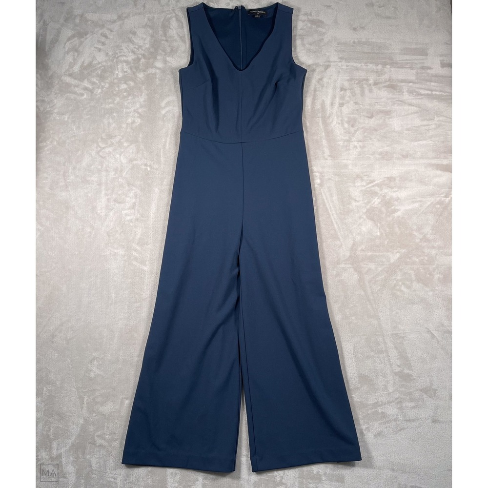 Banana Republic Factory Women's Jumpsuit Wide Leg V Neck Event Office 4 Blue